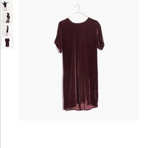 Burgundy Madewell Velvet bow back Tee Dress